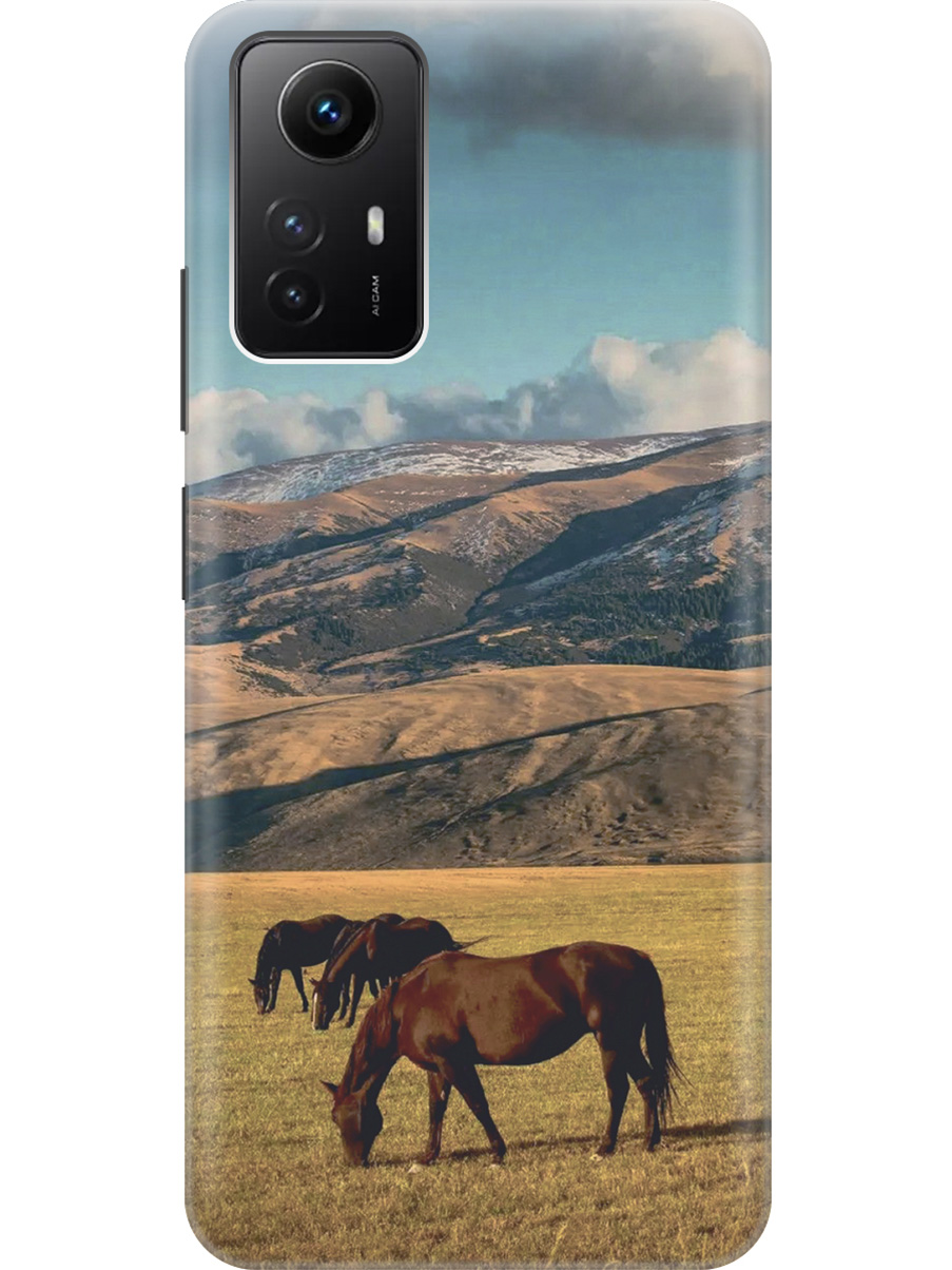 

Силиконовый чехол на Xiaomi Redmi Note 12s "Пастбище", Бежевый;коричневый, 20001468