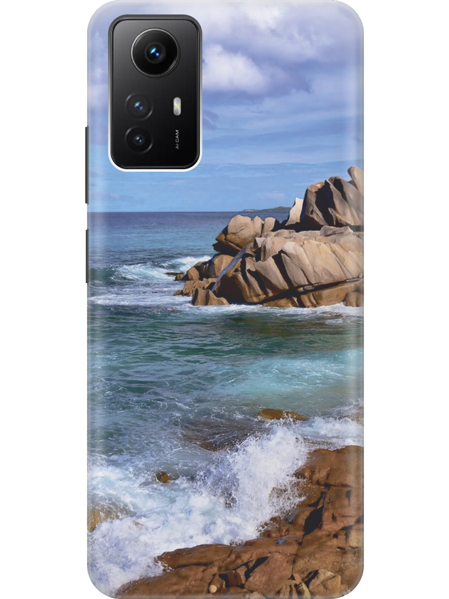 

Силиконовый чехол на Xiaomi Redmi Note 12s "Скалистый берег", Голубой;коричневый, 20001468