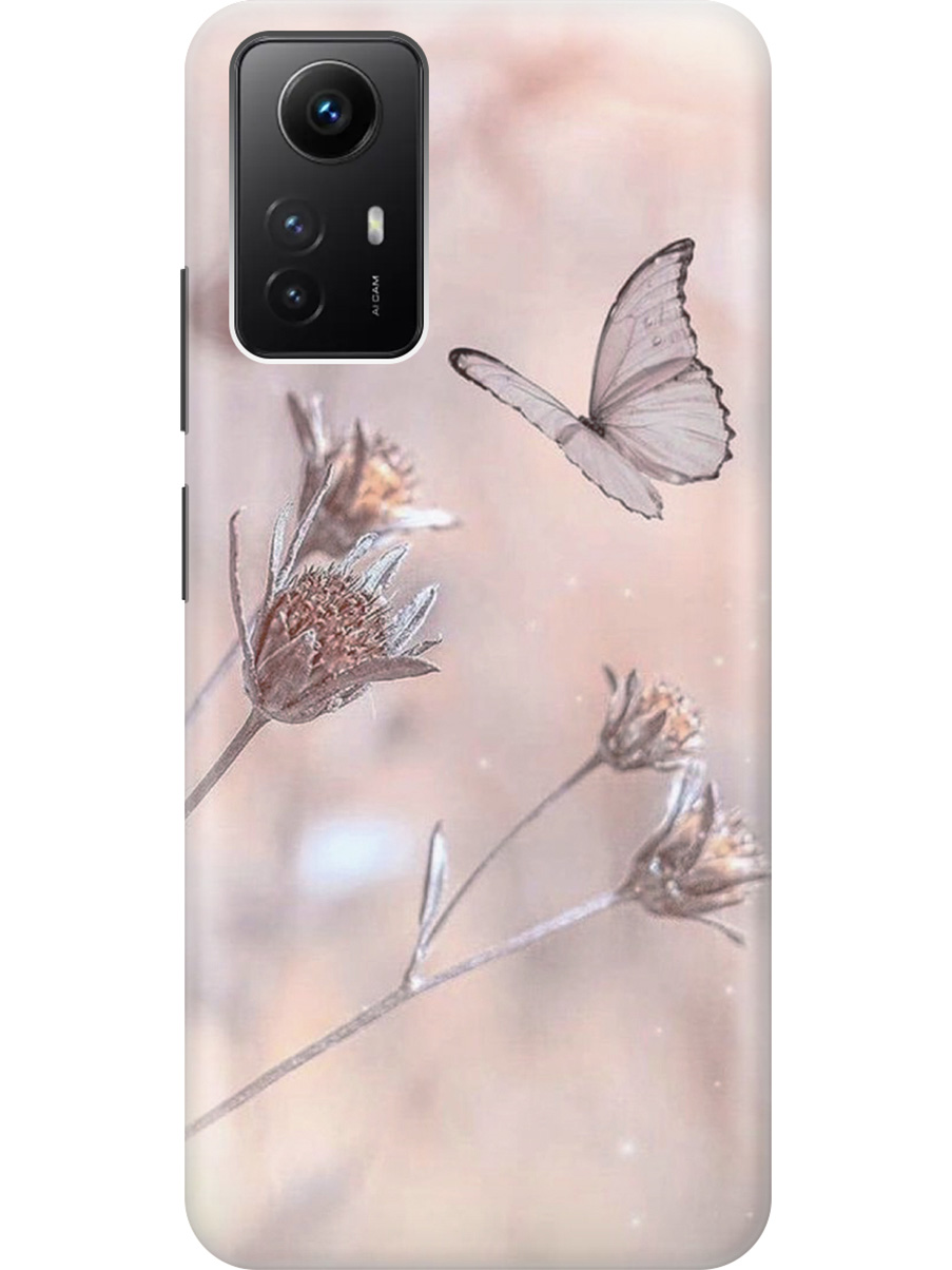 

Силиконовый чехол на Xiaomi Redmi Note 12s "Бабочка", Белый;розовый, 20001468