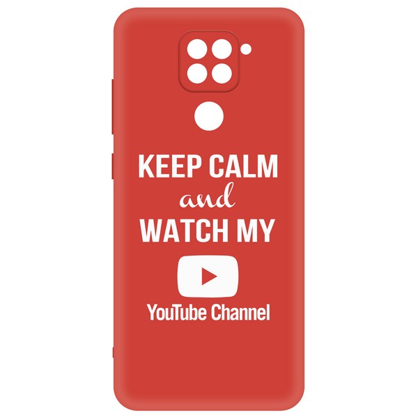 фото Чехол-накладка krutoff silicone case youtube для xiaomi redmi note 9 красный