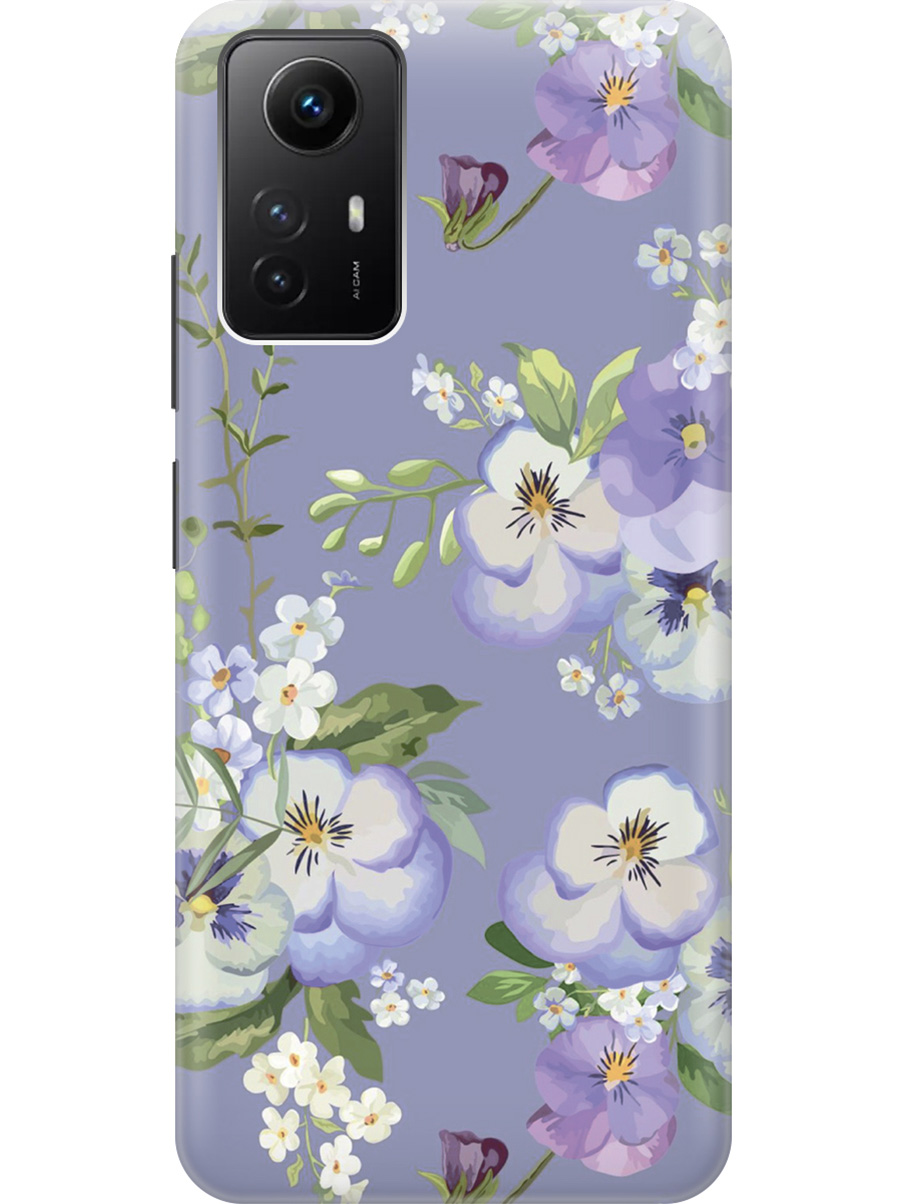 

Силиконовый чехол на Xiaomi Redmi Note 12s "Цветочки на синем фоне", Белый;синий, 20001468