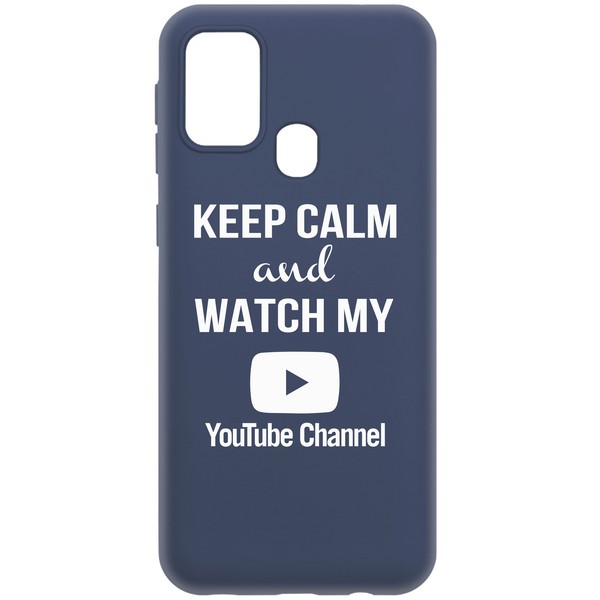 фото Чехол-накладка krutoff silicone case youtube для samsung galaxy m31 (m315) синий