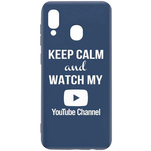 фото Чехол-накладка krutoff silicone case youtube для samsung galaxy a40 (a405) синий