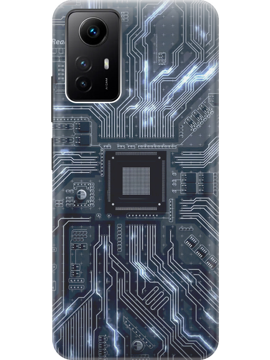 

Силиконовый чехол на Xiaomi Redmi Note 12s "Синяя микросхема", Белый;серый;синий, 20001468