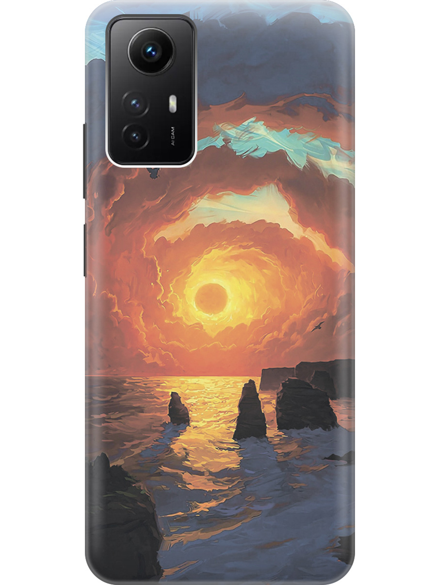 

Силиконовый чехол на Xiaomi Redmi Note 12s "Скалы на закате", Желтый;красный;синий, 20001468