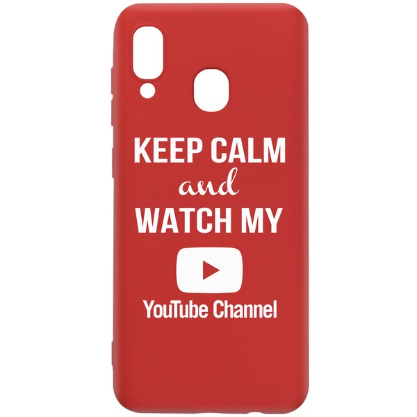 фото Чехол-накладка krutoff silicone case youtube для samsung galaxy a40 (a405) красный