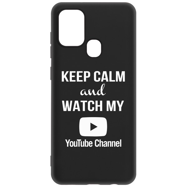 фото Чехол-накладка krutoff silicone case youtube для samsung galaxy a21s (a217) черный