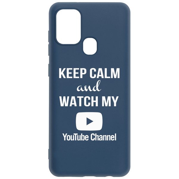 фото Чехол-накладка krutoff silicone case youtube для samsung galaxy a21s (a217) синий