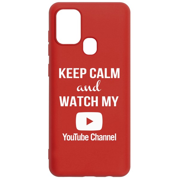 фото Чехол-накладка krutoff silicone case youtube для samsung galaxy a21s (a217) красный