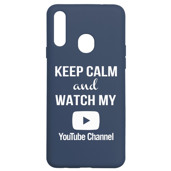 фото Чехол-накладка krutoff silicone case youtube для samsung galaxy a20s (a207) синий