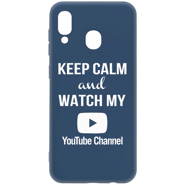 фото Чехол-накладка krutoff silicone case youtube для samsung galaxy a20/a30 (a205/a305) синий