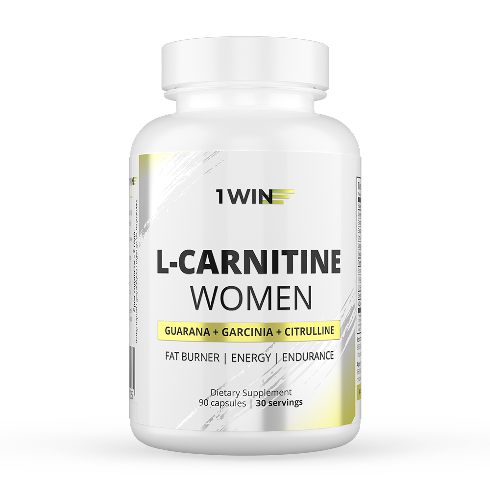 L-Carnitine WOMEN 1WIN, 90 капсул, L-Карнитин жиросжигатель спортивный для женщин