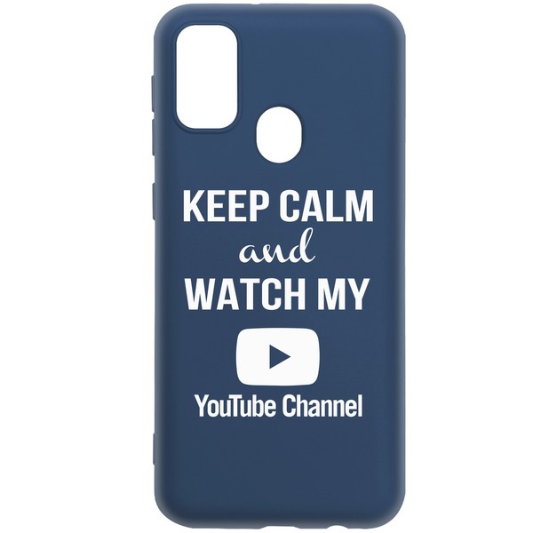 фото Чехол-накладка krutoff silicone case youtube для samsung galaxy m21 (m215) синий