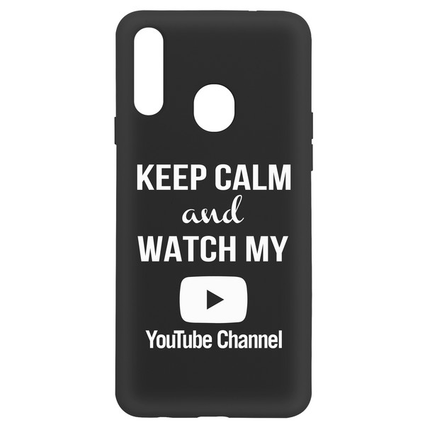 фото Чехол-накладка krutoff silicone case youtube для samsung galaxy a20s (a207) черный