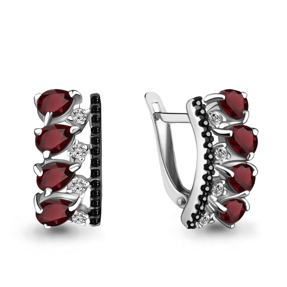 

Серьги из серебра с гранатом Aquamarine 4474703Ч_925_р, 4474703Ч_925_р