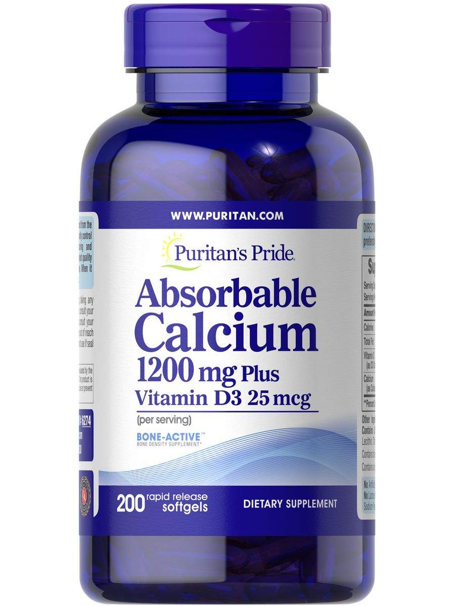 

Кальций Д3 Puritan's Pride Calcium Plus Vitamin D3, 200 капсул