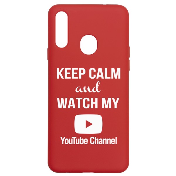 фото Чехол-накладка krutoff silicone case youtube для samsung galaxy a20s (a207) красный