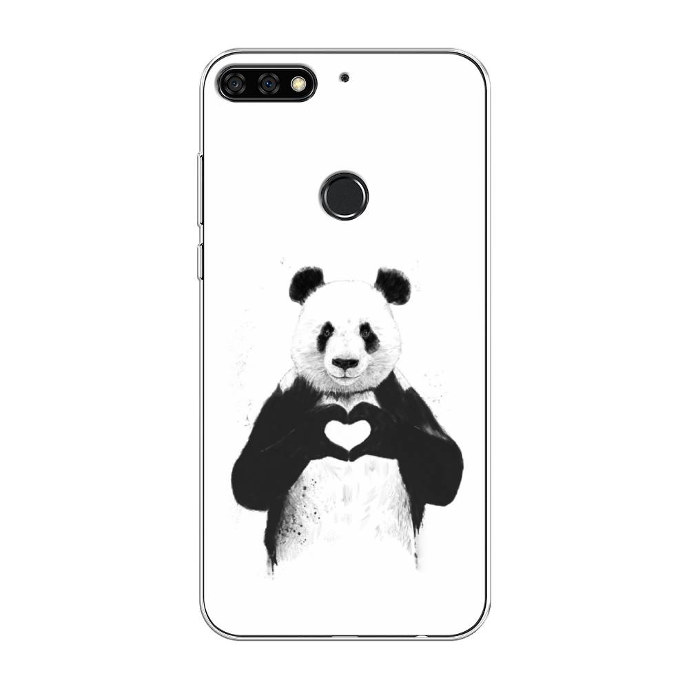 

Чехол Awog на Huawei Y7 Prime 2018 "Панда love", Серебристый, 66450-10