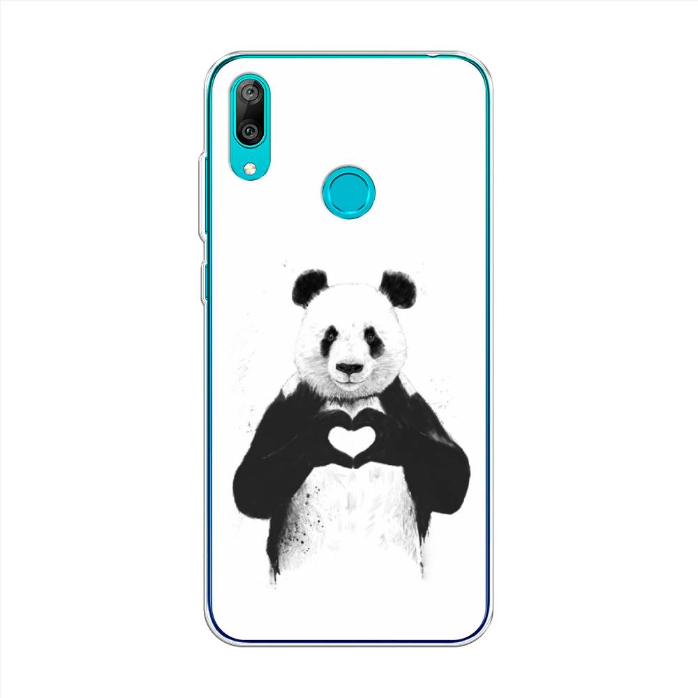 

Чехол Awog на Huawei Y7 2019 "Панда love", Серебристый, 68450-10