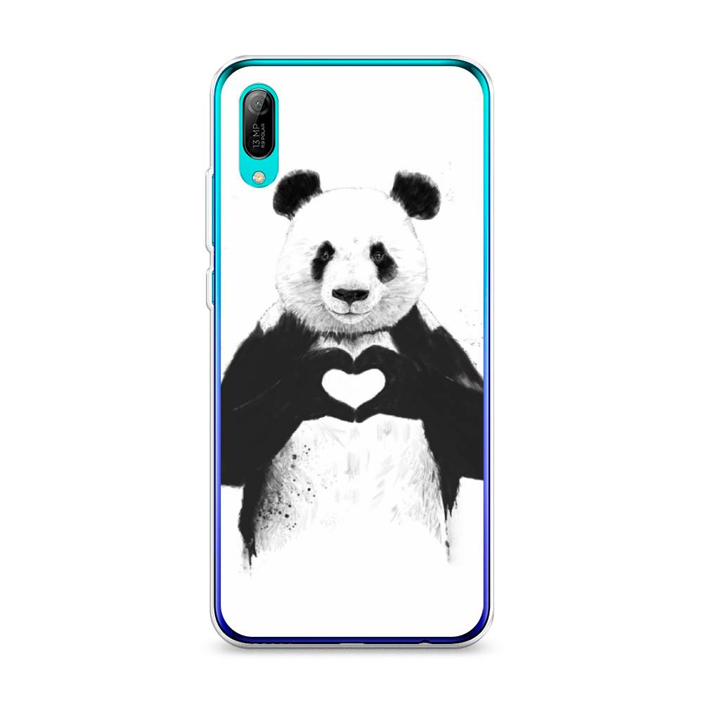 

Чехол Awog на Huawei Y6 Pro (Prime) 2019 "Панда love", Серебристый, 68150-10