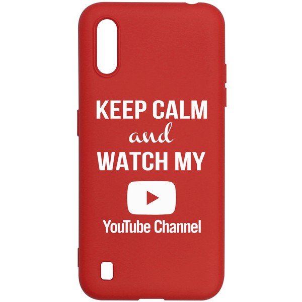 фото Чехол krutoff silicone case youtube для samsung galaxy a01 /m01 (a015/ m015) красный