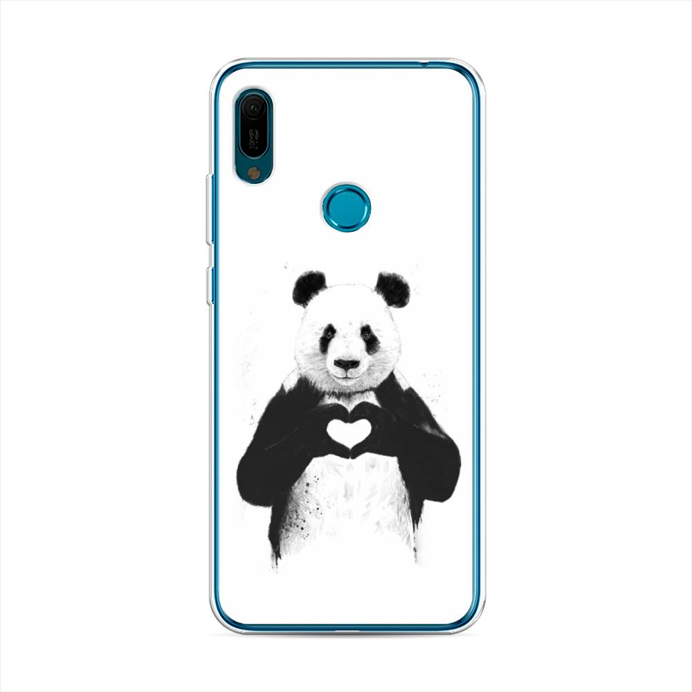 

Чехол Awog на Huawei Y6 2019 "Панда love", Серебристый, 68650-10