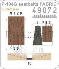 

49072 Eduard 1/48 Фототравление F-104G seatbelts FABRIC
