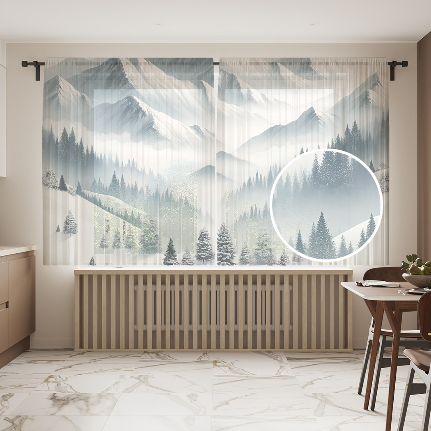 

Тюль JoyArty Снег в горах 145х180, tul_sd1027_145x180