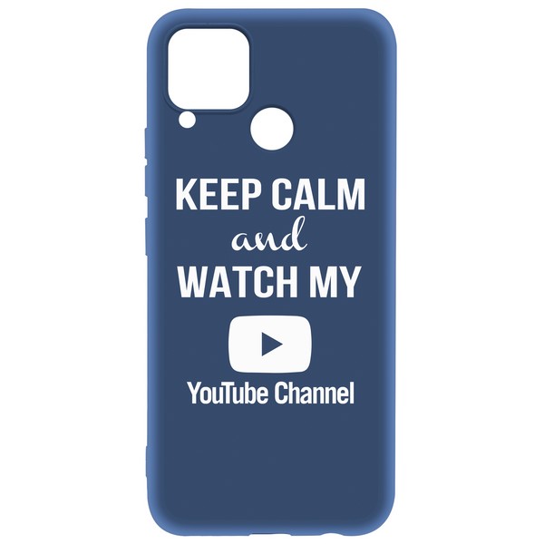 фото Чехол-накладка krutoff silicone case youtube для realme c15 синий