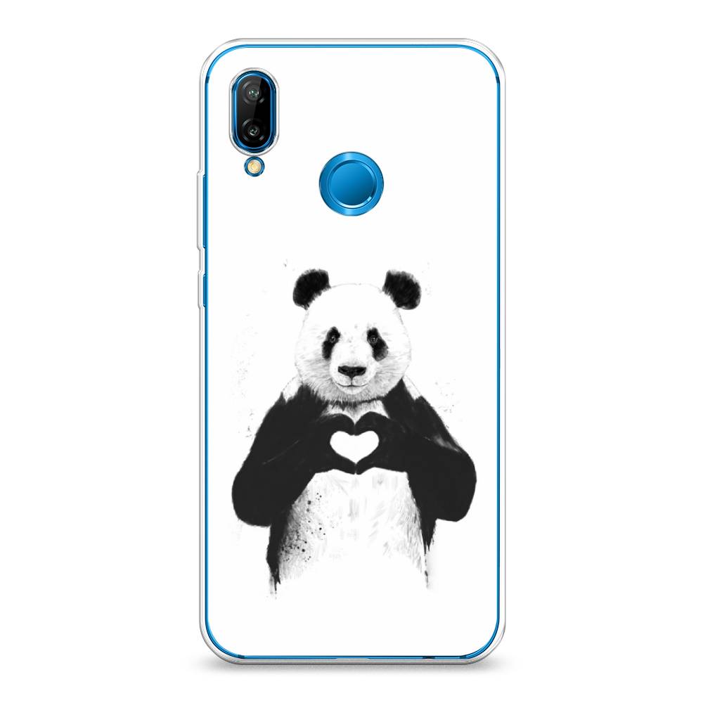 

Чехол Awog на Huawei Nova 3E "Панда love", Серебристый, 65650-10