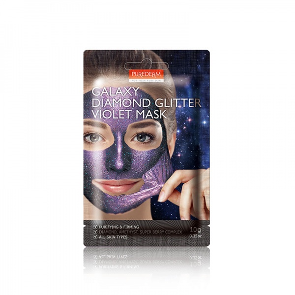 

Укрепляющая маска-пленка для лица Purederm Galaxy Diamond Glitter Violet Mask 4 шт, Маска-пленка для лица