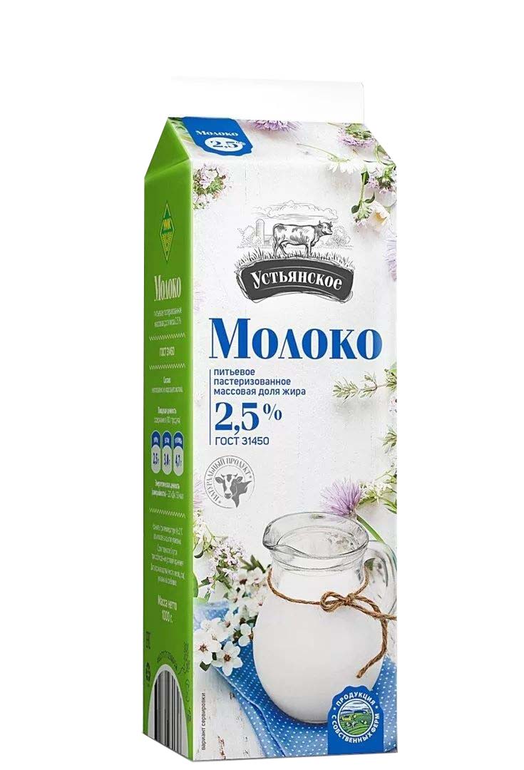 

Молоко 2,5% пастеризованное 1 л Устьянское