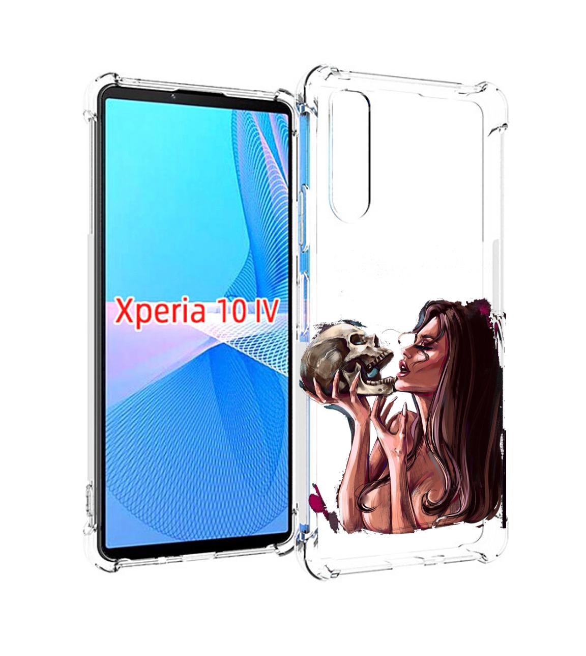 

Чехол MyPads девушка-модель-с-черепом для Sony Xperia 10 IV (10-4), Прозрачный, Tocco