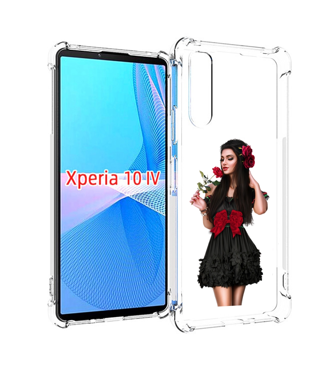 

Чехол MyPads девушка-в-черном-платье-с-розой женский для Sony Xperia 10 IV (10-4), Прозрачный, Tocco