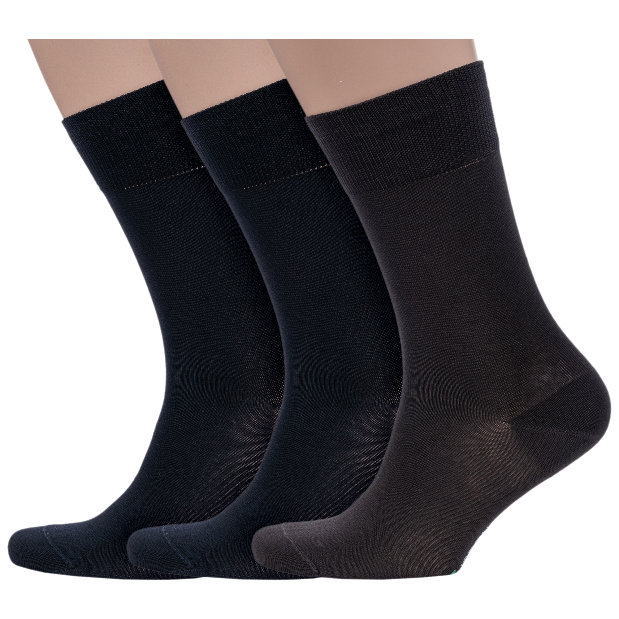 Комплект носков мужских Grinston socks 3-15D3 черных; коричневых 29