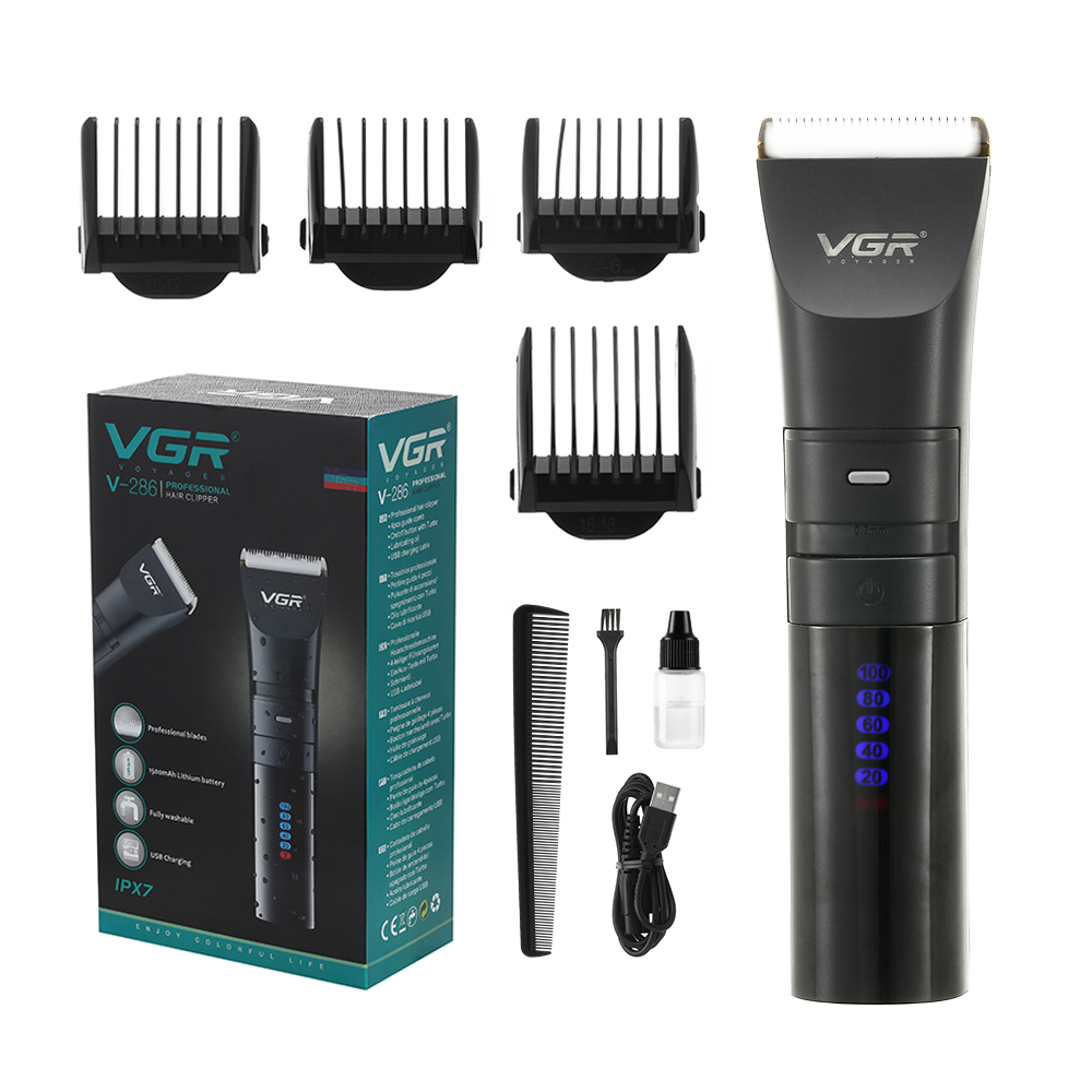Машинка для стрижки волос VGR Professional V-286 черный аккумуляторный дисплей для стрижки волос профессиональный триммер для волос usb