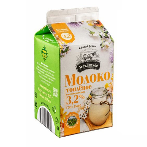

Молоко 3,2% топленое 450 мл Устьянское