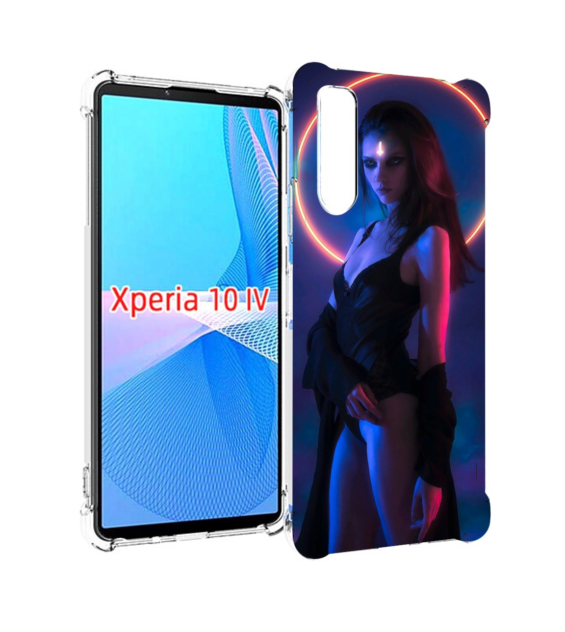 

Чехол MyPads девушка с неоновым кругом женский для Sony Xperia 10 IV (10-4), Прозрачный, Tocco