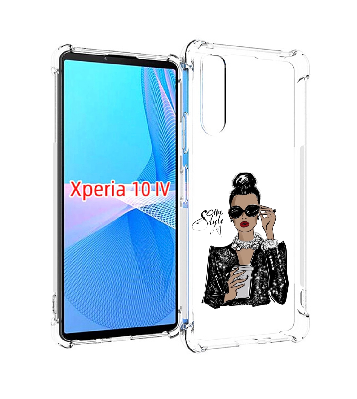 Чехол MyPads девушка в черных очках в пиджаке для Sony Xperia 10 IV (10-4)