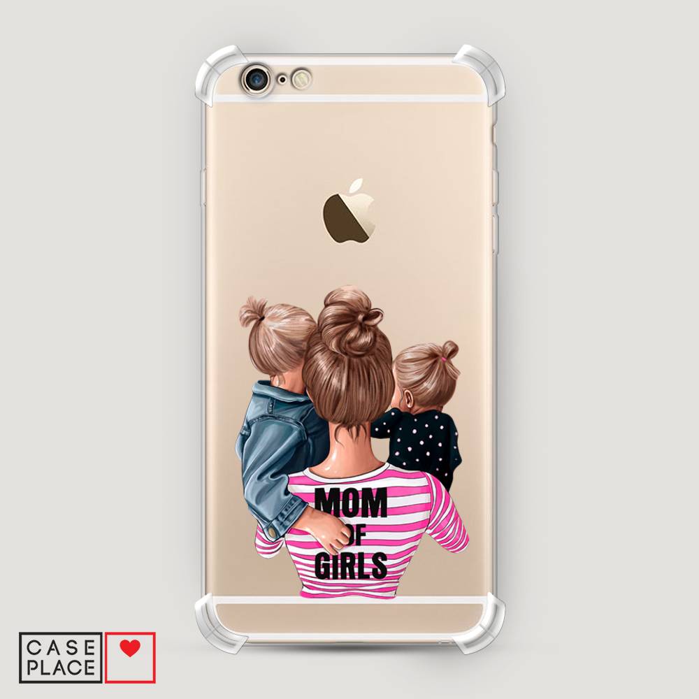 фото Противоударный силиконовый чехол "mom of girls" на apple iphone 6 plus awog