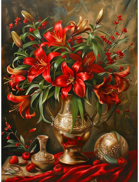 

Алмазная мозаика без подрамника Лилии, 25x20 см, 40 цветов, 87228, РА-885