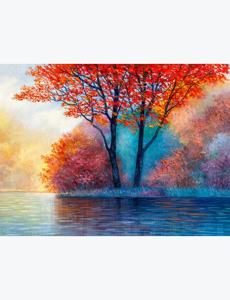 

Алмазная мозаика на подрамнике Красная Осень, 70x50 см, 30 цветов, 58274, ПРА-032