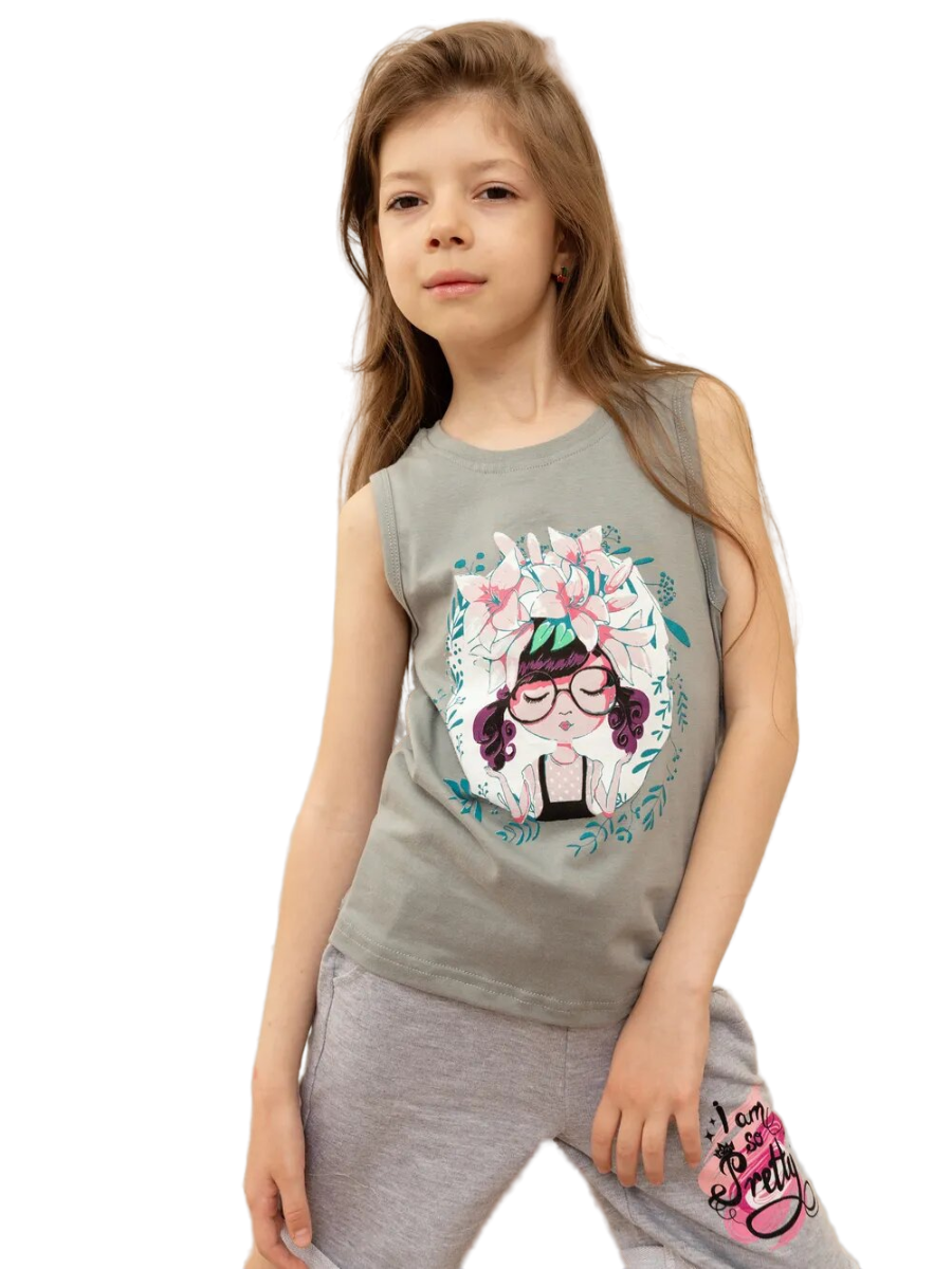 

Майка детская Ohana market Girl2, серый, 110, Girl2