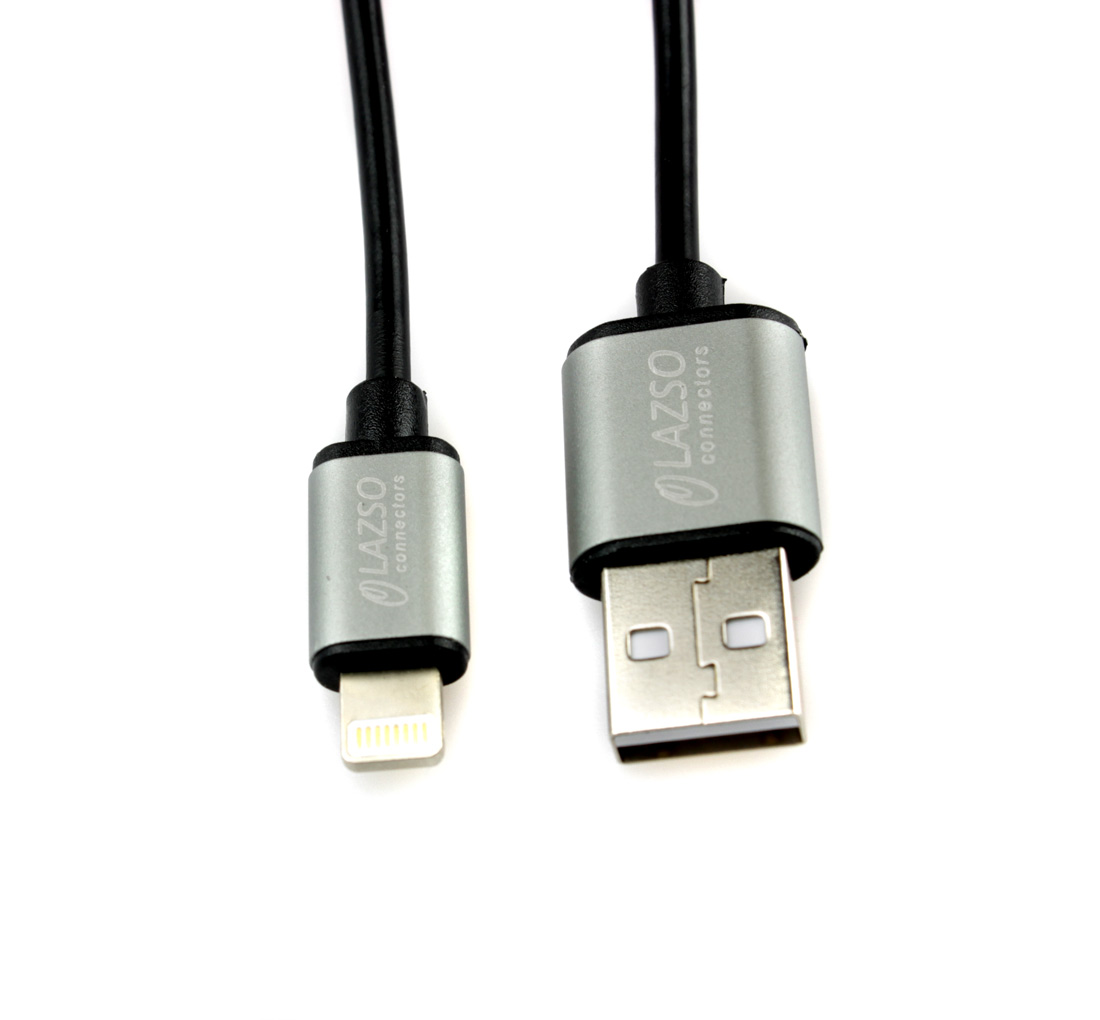 фото Кабель lazso для передачи данных и зарядки usb2.0 (lightning), 2а wu-201(1.2m)