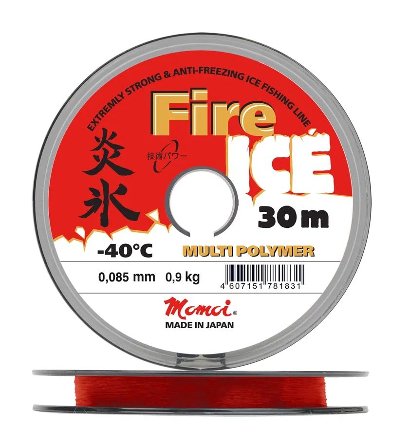 Монофильная леска для рыбалки Momoi FIRE ICE, 0.085 мм, 0.9 кг, 30 м, зимняя леска, 1 шт