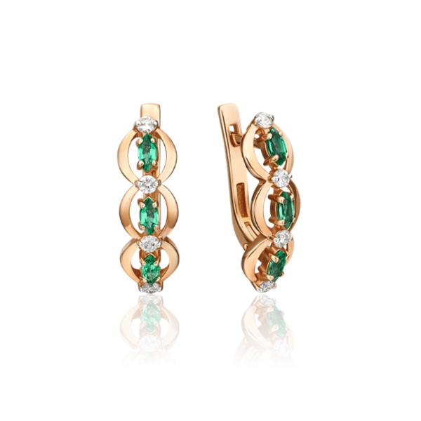 

Серьги из красного золота с изумрудом, бриллиантом PLATINA jewelry 02-0445-00-106-1110-30, 02-0445-00-106-1110-30