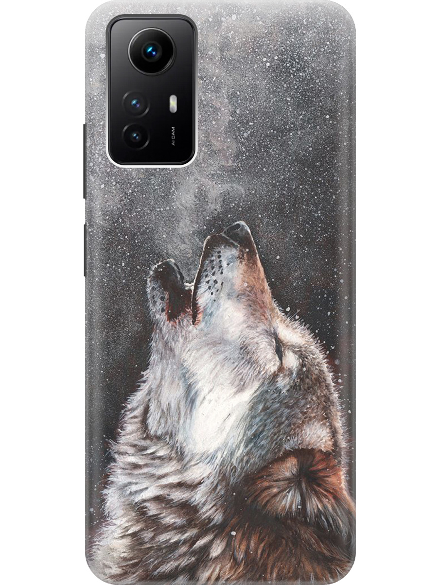 

Силиконовый чехол на Xiaomi Redmi Note 12s "Морозный волк", Белый;серый;черный, 20001468