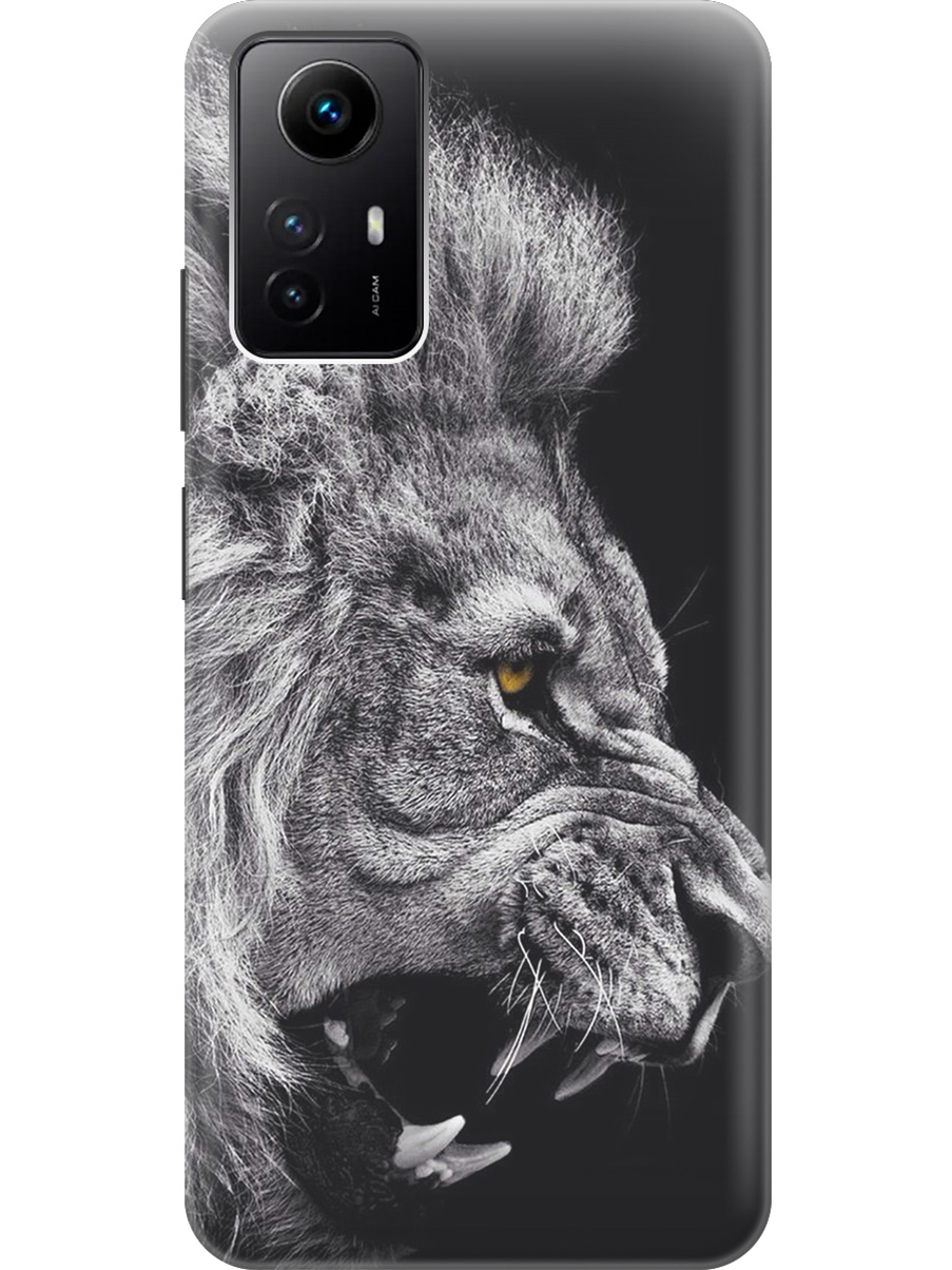 

Силиконовый чехол на Xiaomi Redmi Note 12s "Морда льва", Серый;черный, 20001468