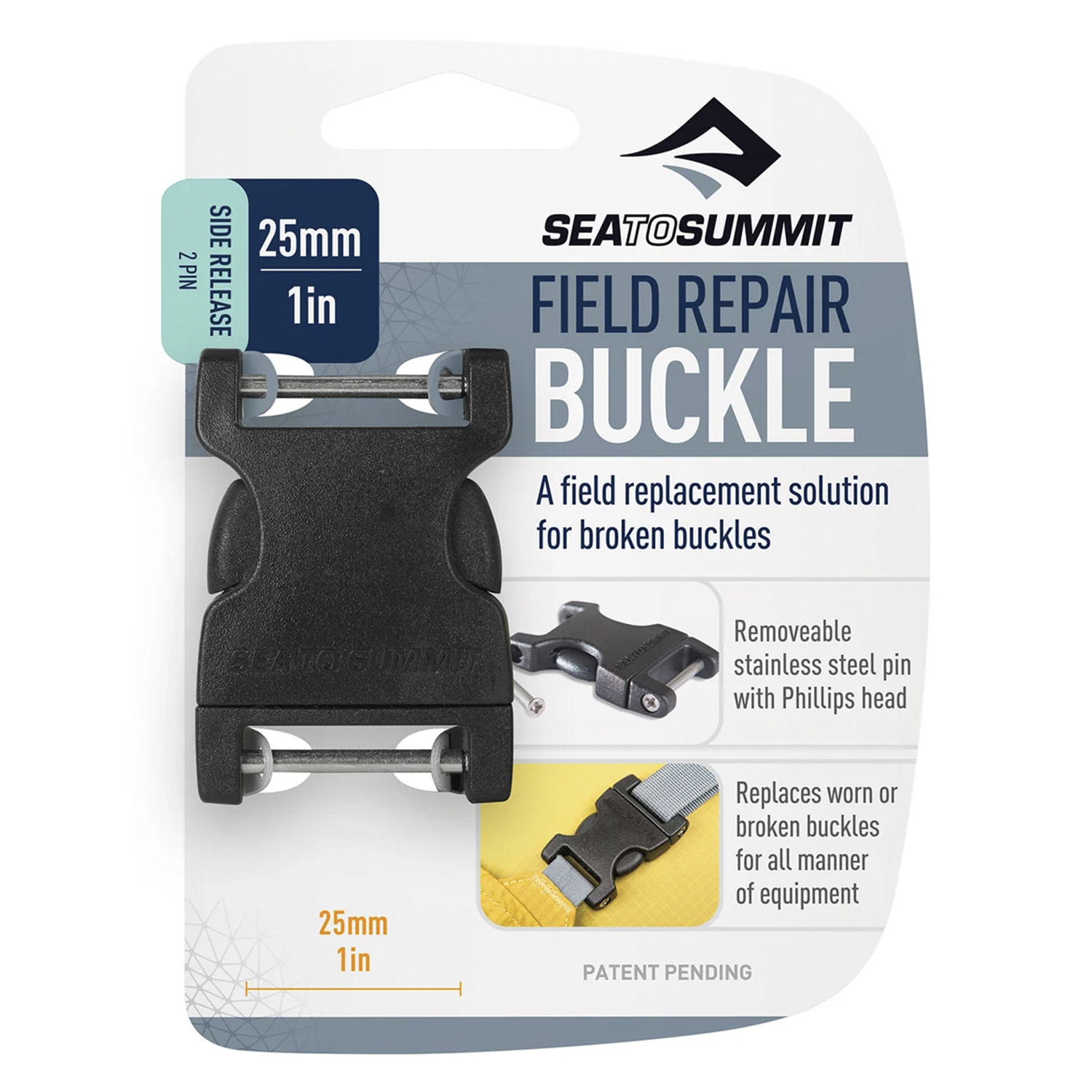 Пряжка SeatoSummit Field Repair Buckle - 25mm Side Release 2 Pin черный