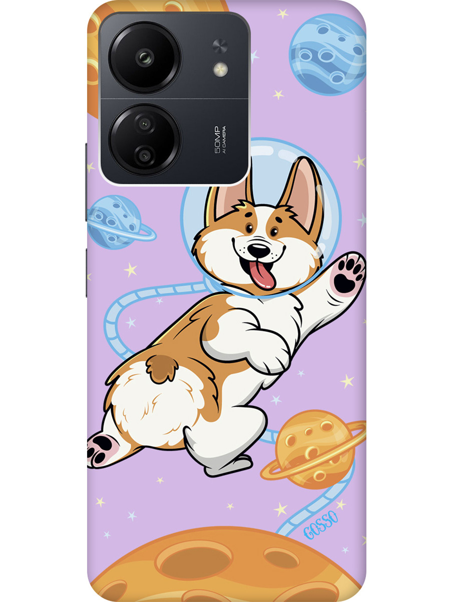 

Силиконовый чехол на Xiaomi Redmi 13C "CosmoCorgi" сиреневый, Фиолетовый;коричневый, 20001467